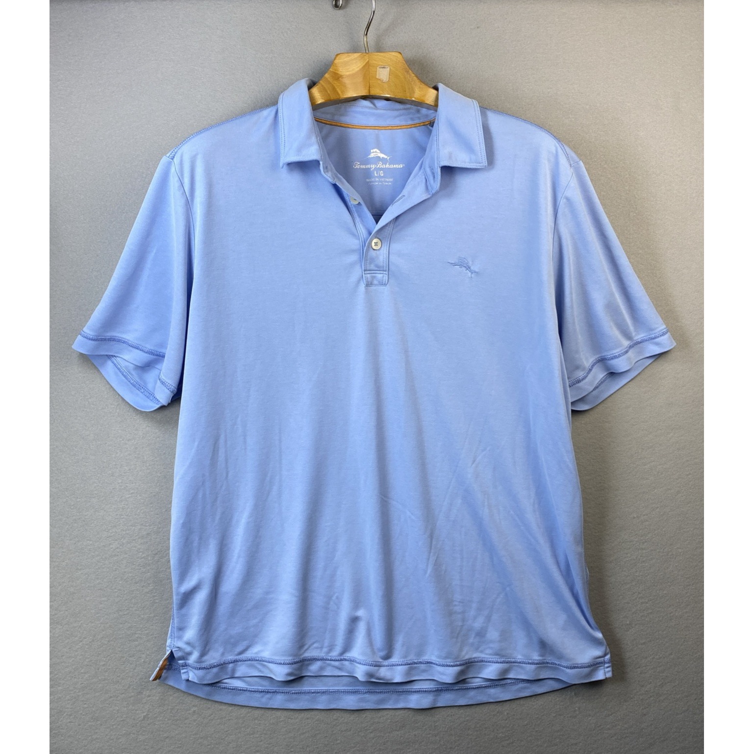 Tommy Bahama Polo Shirt Men L Blue Short Sleeve Modal Blend Resort Boating Beach